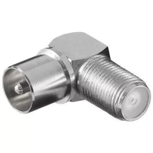 Adaptor coaxial TV 90 grade tata la F mama metal Goobay