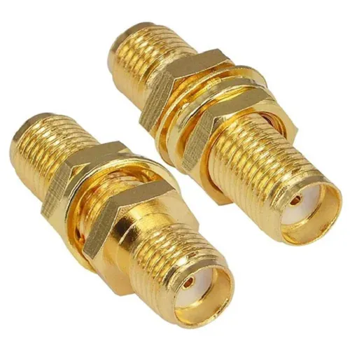 Adaptor convertor antena wifi RF coaxial SMA mama la SMA mama cu piulita 50ohm de inalta calitate cupru placat cu aur - imagine 3