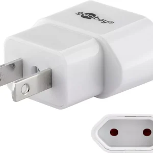 Adaptor de retea SUA Japonia la fisa Euro tip C CEE 7/16 mama 10A alb Goobay