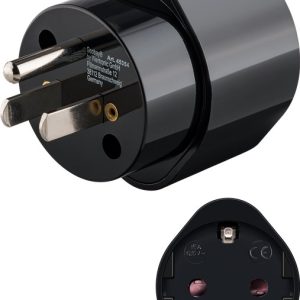 Adaptor de retea tata tip B NEMA 5-15 3pini SUA / Japonia - mama Schuko tip F CEE 7/3 250V 13A 3250W negru Goobay 45354