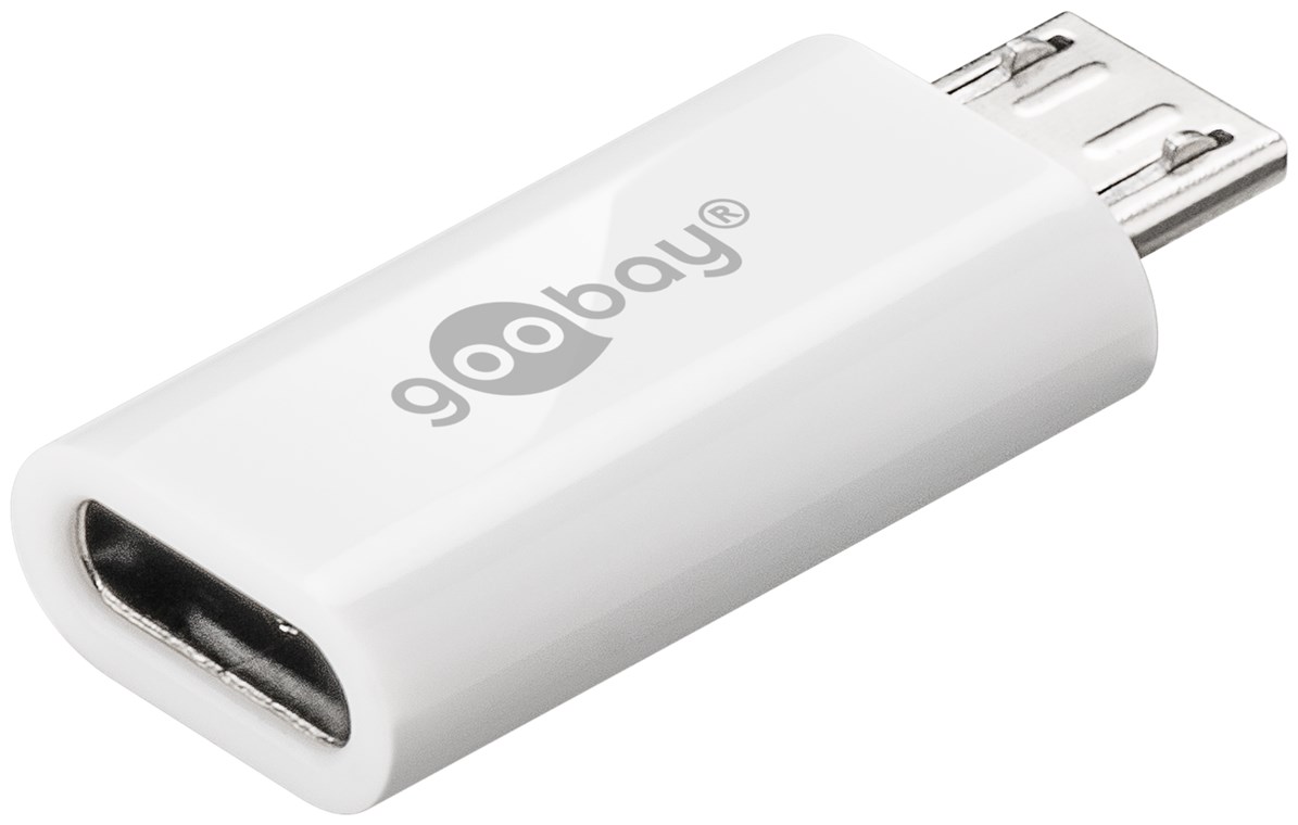Adaptor Micro USB tata - USB TYPE C mama OTG Hi-Speed pentru conectarea cablurilor de incarcare/date alb 55550 Goobay