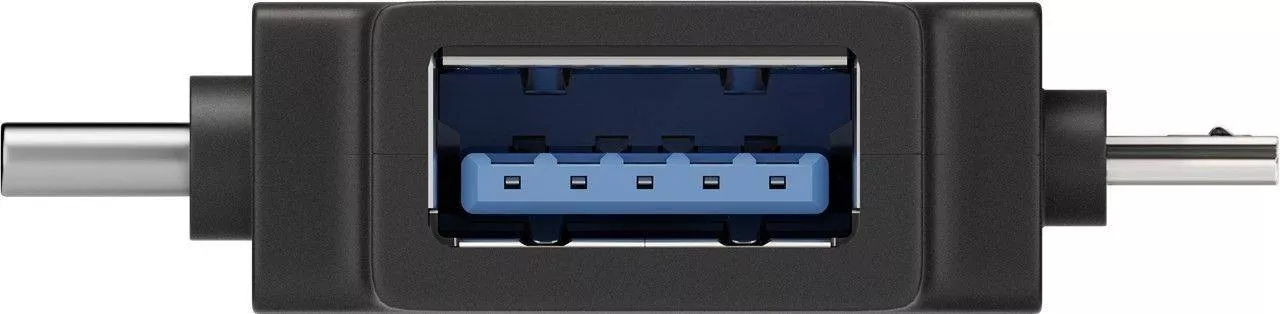 Adaptor USB 3.0 A mama la micro USB tata +USB Type C tata negru Goobay - imagine 2