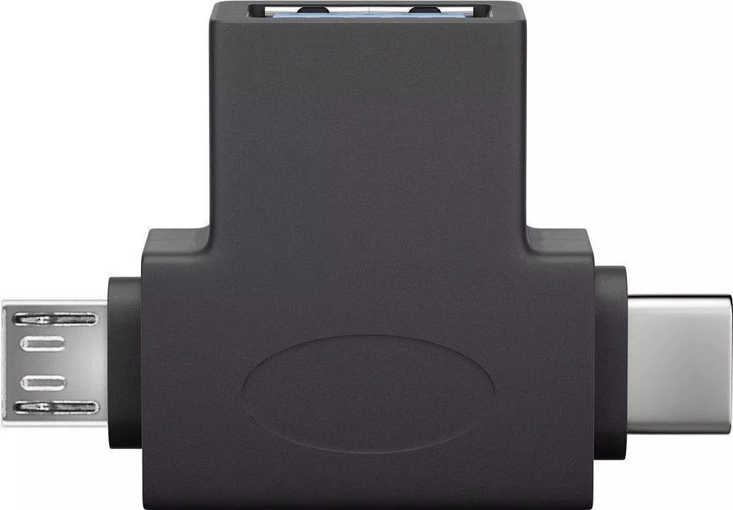 Adaptor USB 3.0 A mama la micro USB tata +USB Type C tata negru Goobay