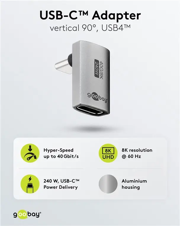 Adaptor USB-C mama - USB-C tata vertical 90 Thunderbolt3/4 Goobay 74442 - imagine 3