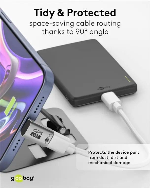 Adaptor USB-C mama - USB-C tata vertical 90 Thunderbolt3/4 Goobay 74442 - imagine 5