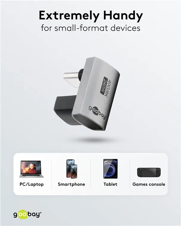 Adaptor USB-C3.1 mama - USB-C tata vertical la 90 scurt Thunderbolt 3 /4 Goobay 74444 - imagine 5