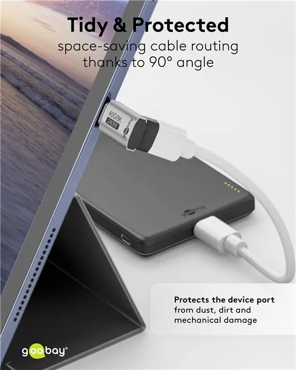 Adaptor USB-C3.1 mama - USB-C tata vertical la 90 scurt Thunderbolt 3 /4 Goobay 74444 - imagine 6