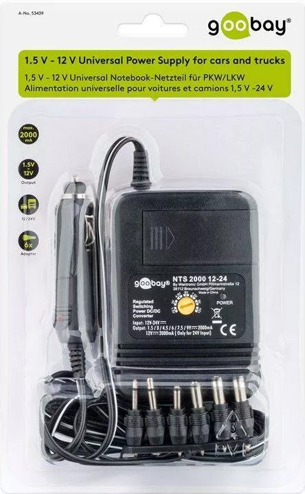 Alimentator incarcator auto 12VDC iesire 1.5-9V 2A sau 24VDC iesire 1.5-12V 2A Goobay - imagine 5