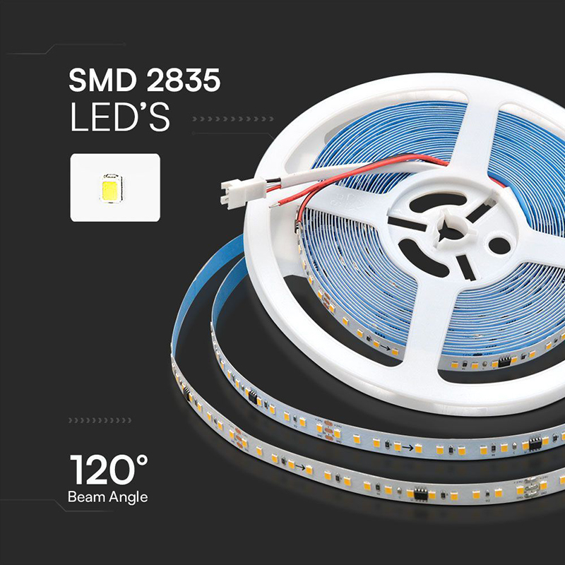 Banda LED SMD2835 RUNNIG 10W/m 24V IP20 alb rece 6500K 10m V-tac SKU-23609 - imagine 2
