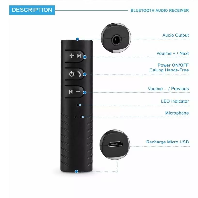 Bluetooth Receptor V4.1 la JACK 3.5 mm si acumulator RR01 BT - imagine 3