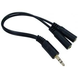 Cablu adaptor 25cm spliter 2x JACK 3.5 mm stereo mama - JACK 3.5 mm stereo tata negru