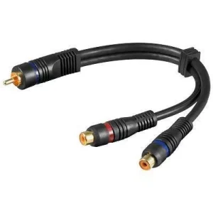 Cablu adaptor RCA la 2x RCA mama OFC dublu ecranat Goobay