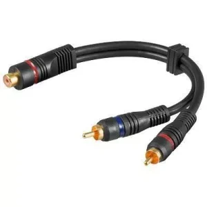 Cablu adaptor RCA mama la 2x RCA tata OFC dublu ecranat 0.2m Goobay