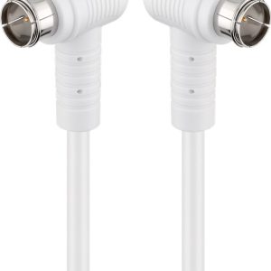 Cablu antena SAT 90 grade 80dB dublu ecranat 1.5m F tata rapida 90 - F tata rapida 90 complet ecranate alb Goobay 67341