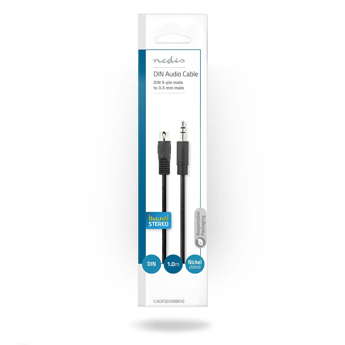 Cablu audio DIN 5pin tata - Jack 3.5 mm tata 1m negru Nedis CAGP20100BK10 - imagine 3