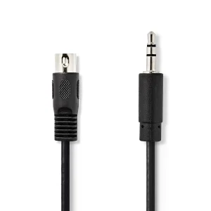 Cablu audio DIN 5pini tata - Jack 3.5 mm STEREO tata 2m Nedis CAGL20100BK20