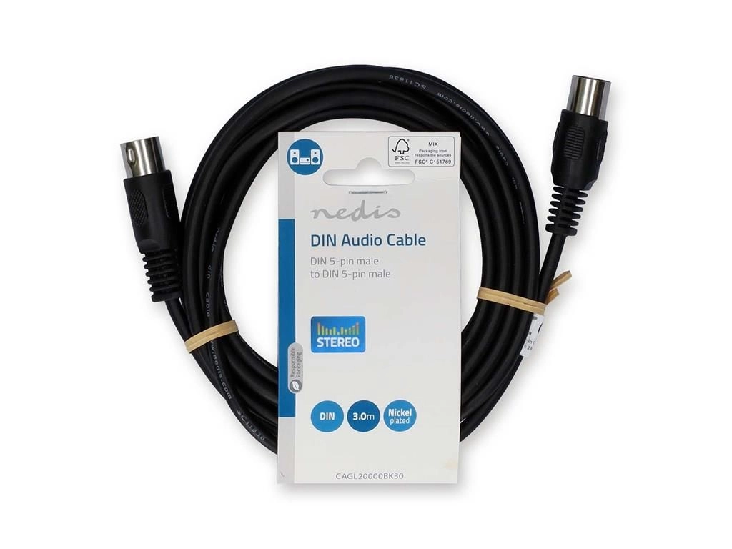 Cablu audio stereo DIN 5p tata - 5p DIN tata 3m negru Nedis CAGL20000BK30 - imagine 3