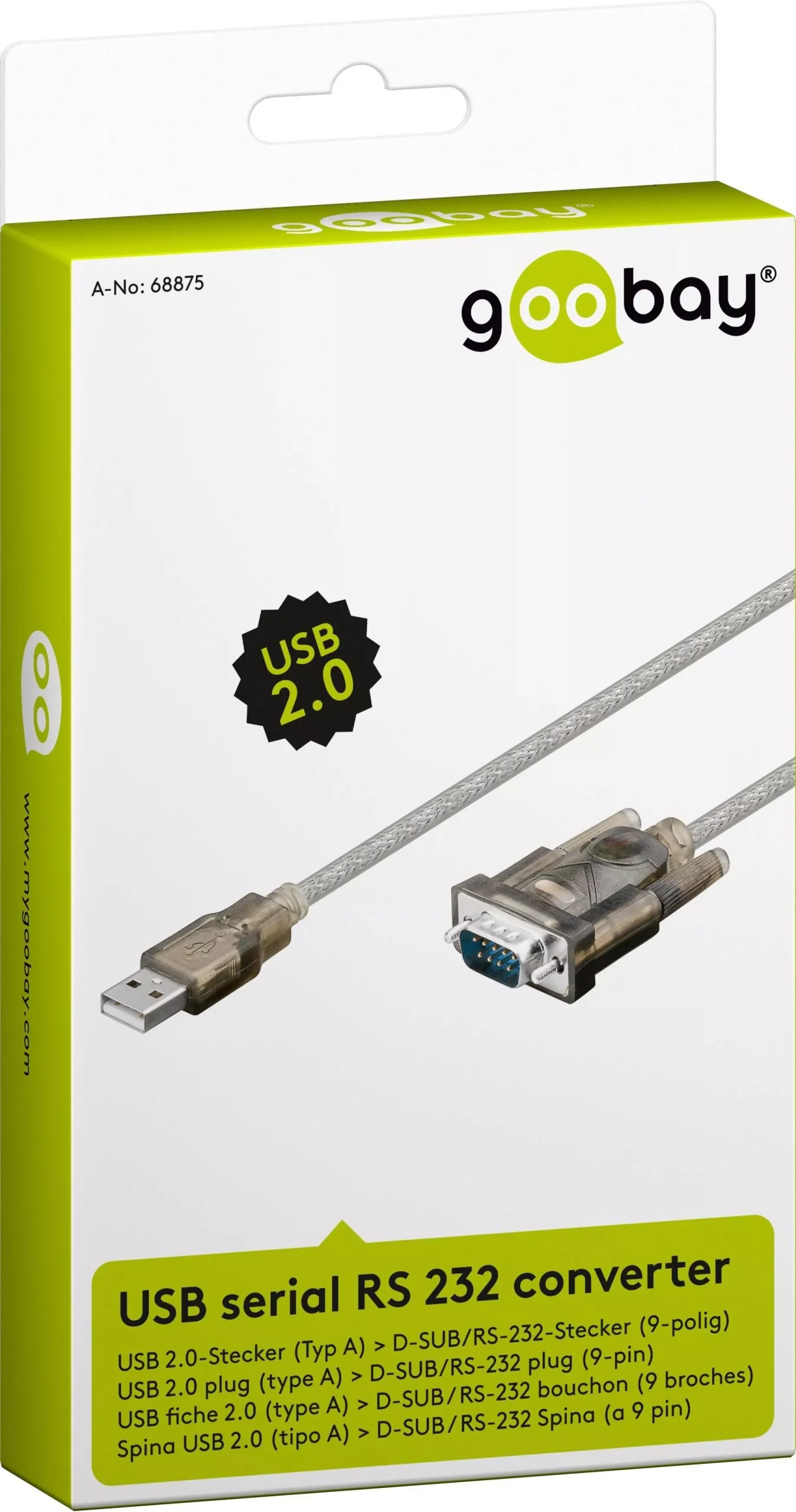 Cablu convertor USB la DB9 serial RS232 Windows 10 1.5m Goobay - imagine 2