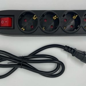 Cablu de alimentare IEC320-14 tata - 4x SCHUKO mama 1m 3x1.5mm2 16A conductor cupru