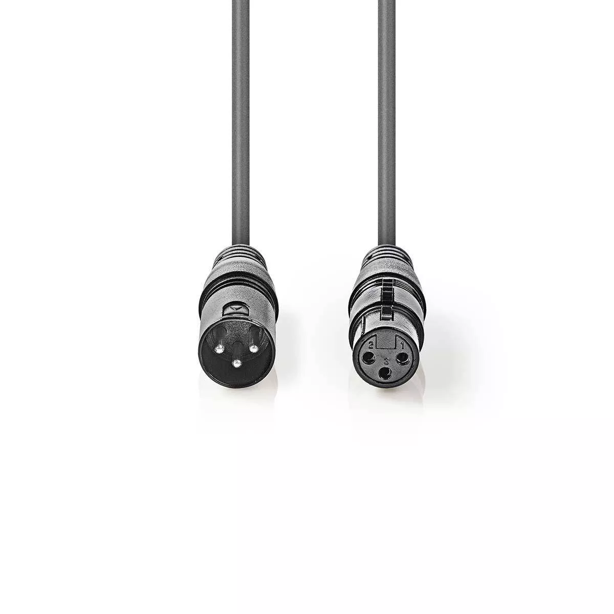 Cablu digital XLR 3 Pini tata - XLR 3 Pini mama 5m gri Nedis - imagine 2