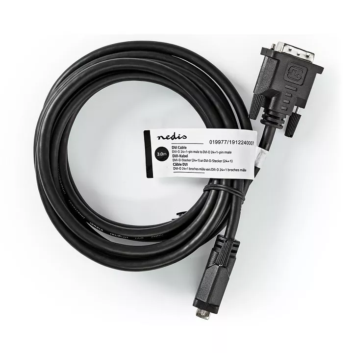 Cablu DVI-D 24+1-Pin tata - DVI-D 24+1-Pin tata 3m negru Nedis - imagine 3