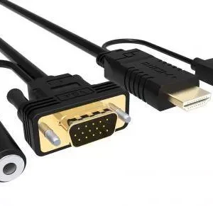 Cablu HDMI cu chip la VGA cu audio si alimentare micro USB 1.8m WELL