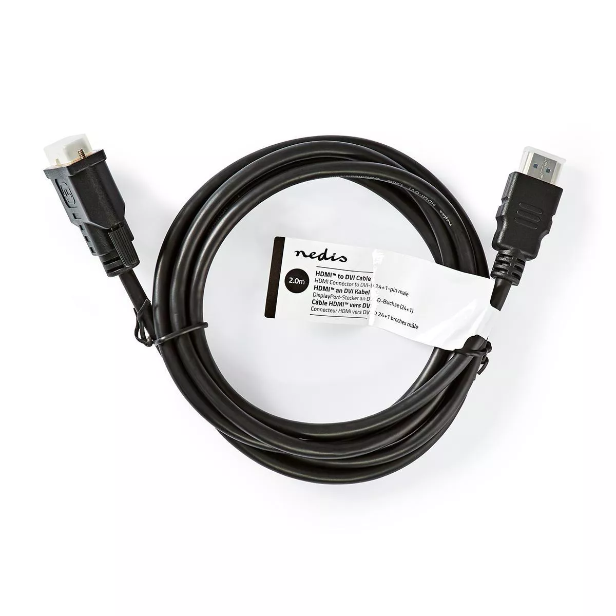 Cablu HDMI - DVI 24+1 Full HD 1080p 2m negru Nedis - imagine 3