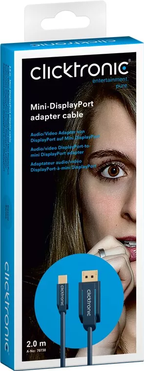 Cablu Profesional 2m mini DisplayPort - DisplayPort 2560x1600p Apple MacBook/Pro/Air OFC cupru AWG32 Clicktronic - imagine 2