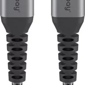 Cablu textil USB TYPE C tata-tata 0.5m 3A mufe metalice argintiu Goobay