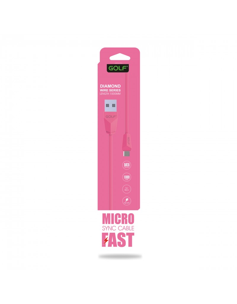 Cablu USB la micro USB Golf Diamond Sync Cablu roz 1m 2A GC-27m - imagine 2