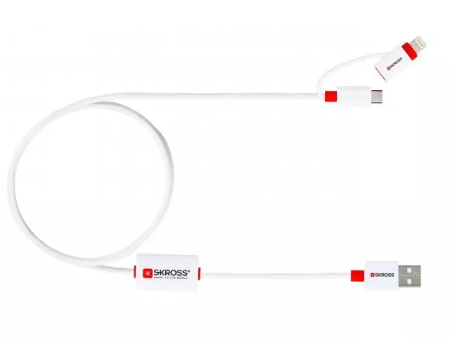 Cablu USB Skross Buzz Line A tata - micro USB A tata 1m alb