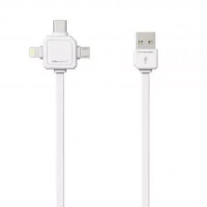 Cablu USB Type C micro USB Lightning 1.5m alb Allocacoc