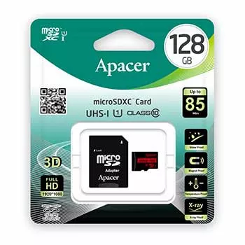 Card microSDXC UHS-I Apacer 128GB R85 clasa10 cu adaptor SD citire 85MB/s - imagine 3