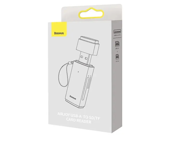 CARD READER extern Baseus Lite WKQX060013 USB 3.0 citeste /scrie SD /microSD 480Mbps maxim 512GB metalic gri - imagine 2