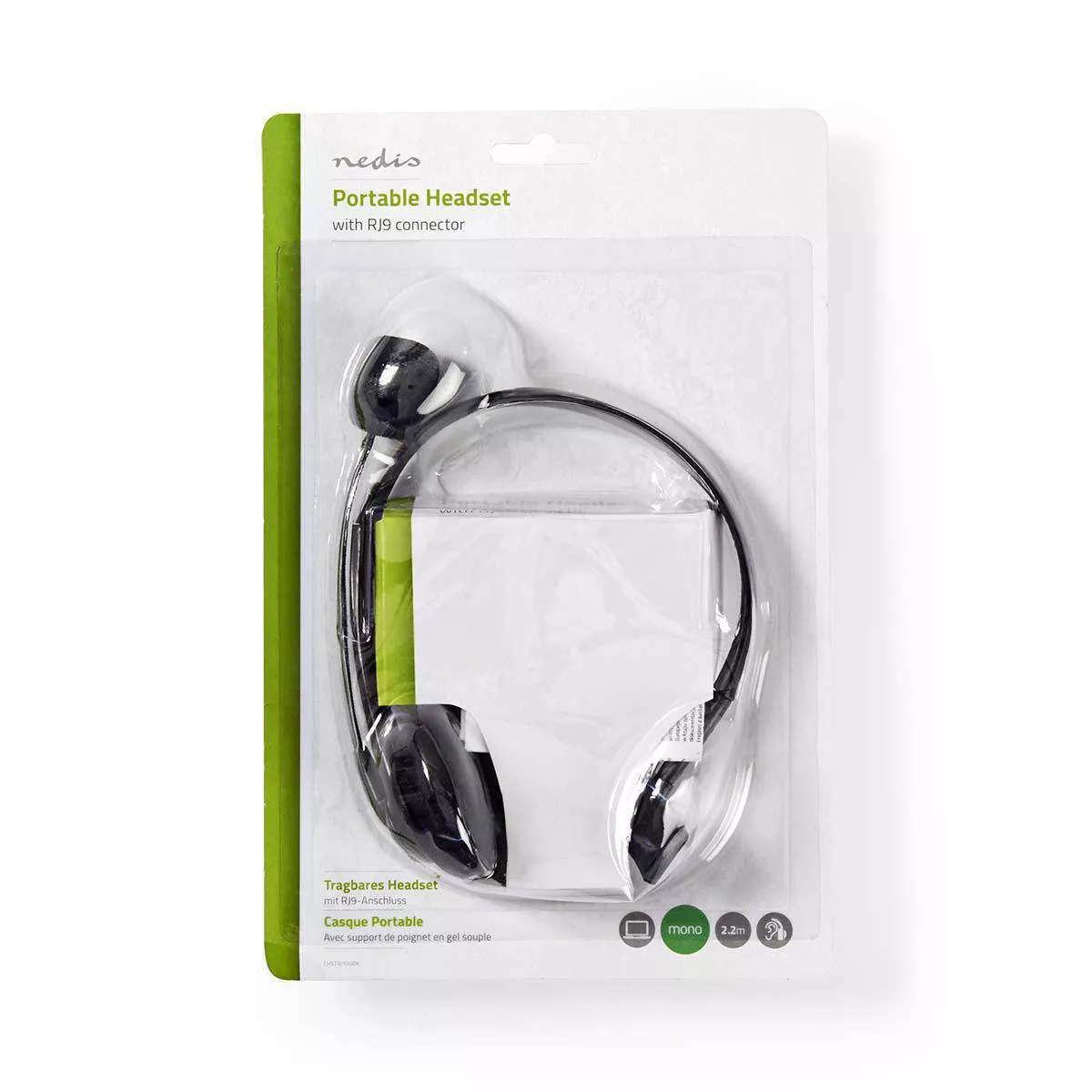 Casca call center mono Mufa RJ9 2.2m Nedis - imagine 4