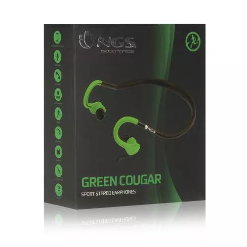 Casca stereo in ureche 3.5 mm Cougar verde/negru rezistenta la apa NGS - imagine 2