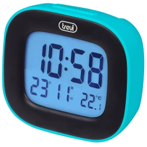 Ceas desteptator cu LCD SLD 3875 cu termometru si calendar turcoaz Trevi