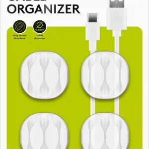 Cleme pentru gestionarea cablurilor cu 3 sloturi Goobay set 4buc alb