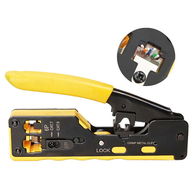 Cleste sertizare RJ45 Pass Trough CAT7 CAT6 CAT5 +RJ11 6 pin HT-7088 EUROKOMP E6059 - imagine 2
