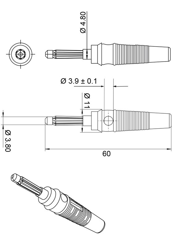 Conector banana tata rosu 4mm cauciuc moale Goobay 11459 - imagine 2