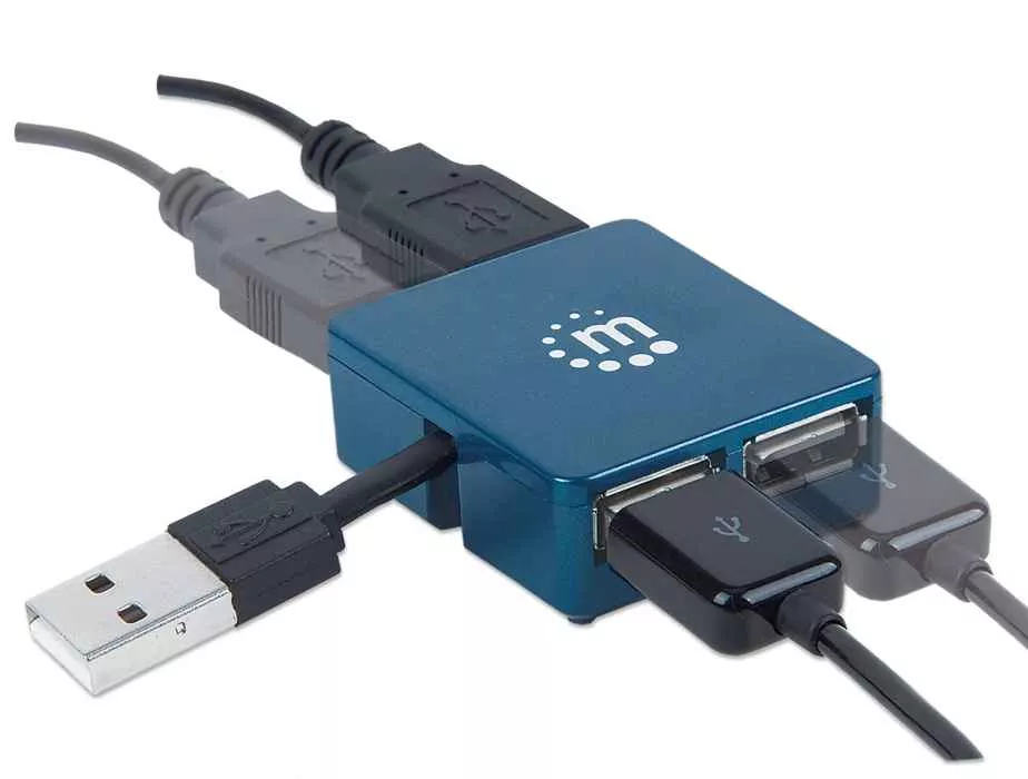 HUB mini USB 2.0 cu 4 porturi albastru 160605 Manhattan - imagine 2