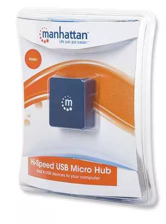HUB mini USB 2.0 cu 4 porturi albastru 160605 Manhattan - imagine 4