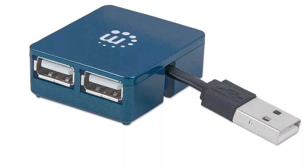 HUB mini USB 2.0 cu 4 porturi albastru 160605 Manhattan