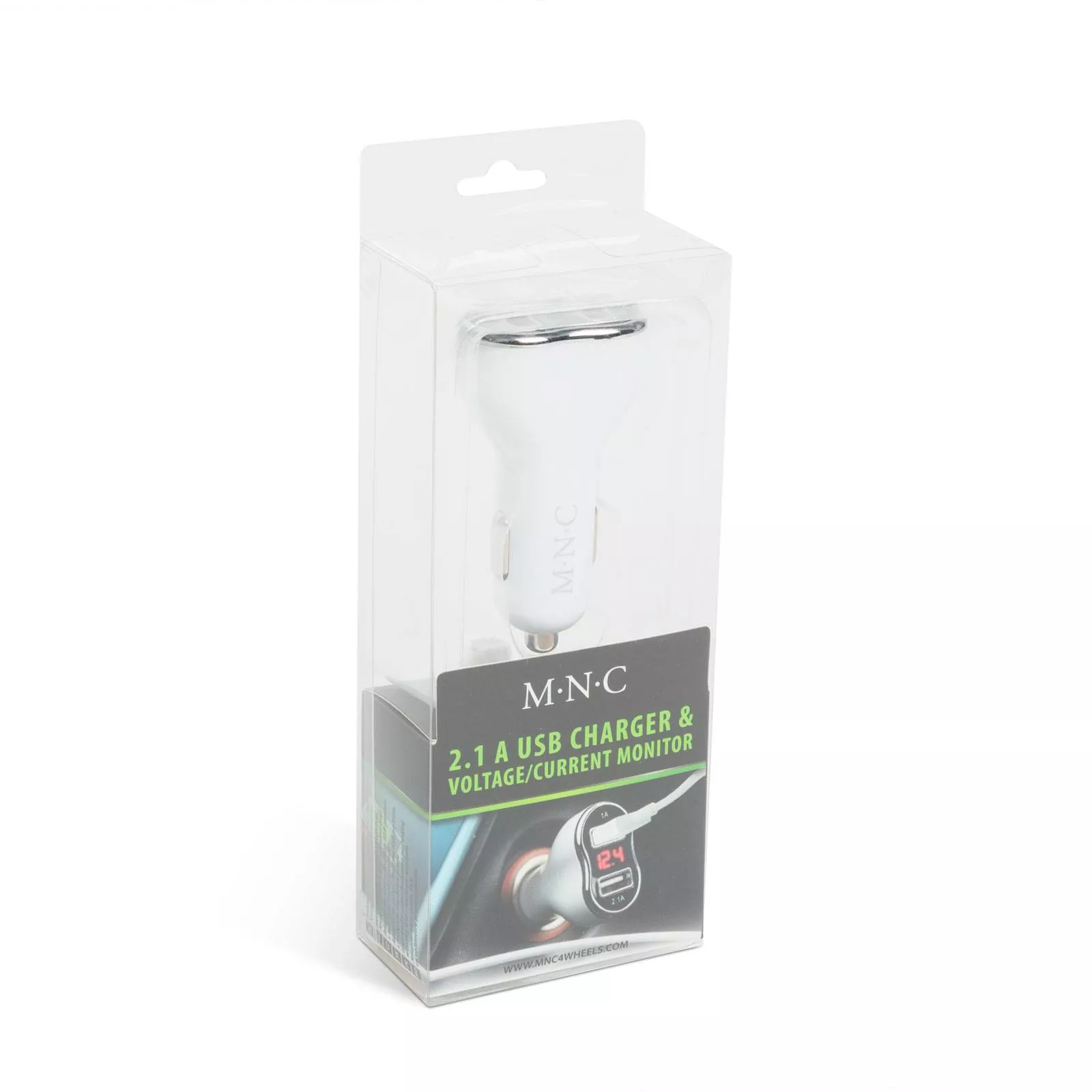 Incarcator auto alb 3.1A USB x2 bricheta auto cu voltmetru si ampermetru M.N.C. - imagine 3