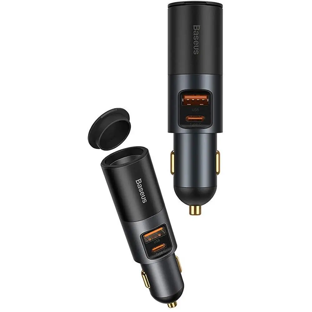 Incarcator auto Baseus Share Together CCBT-C0G 1x USB-A Output 5V/3A + 1x USB Type-C max 5V/3A + 1x bricheta auto 60W total 120W - imagine 2