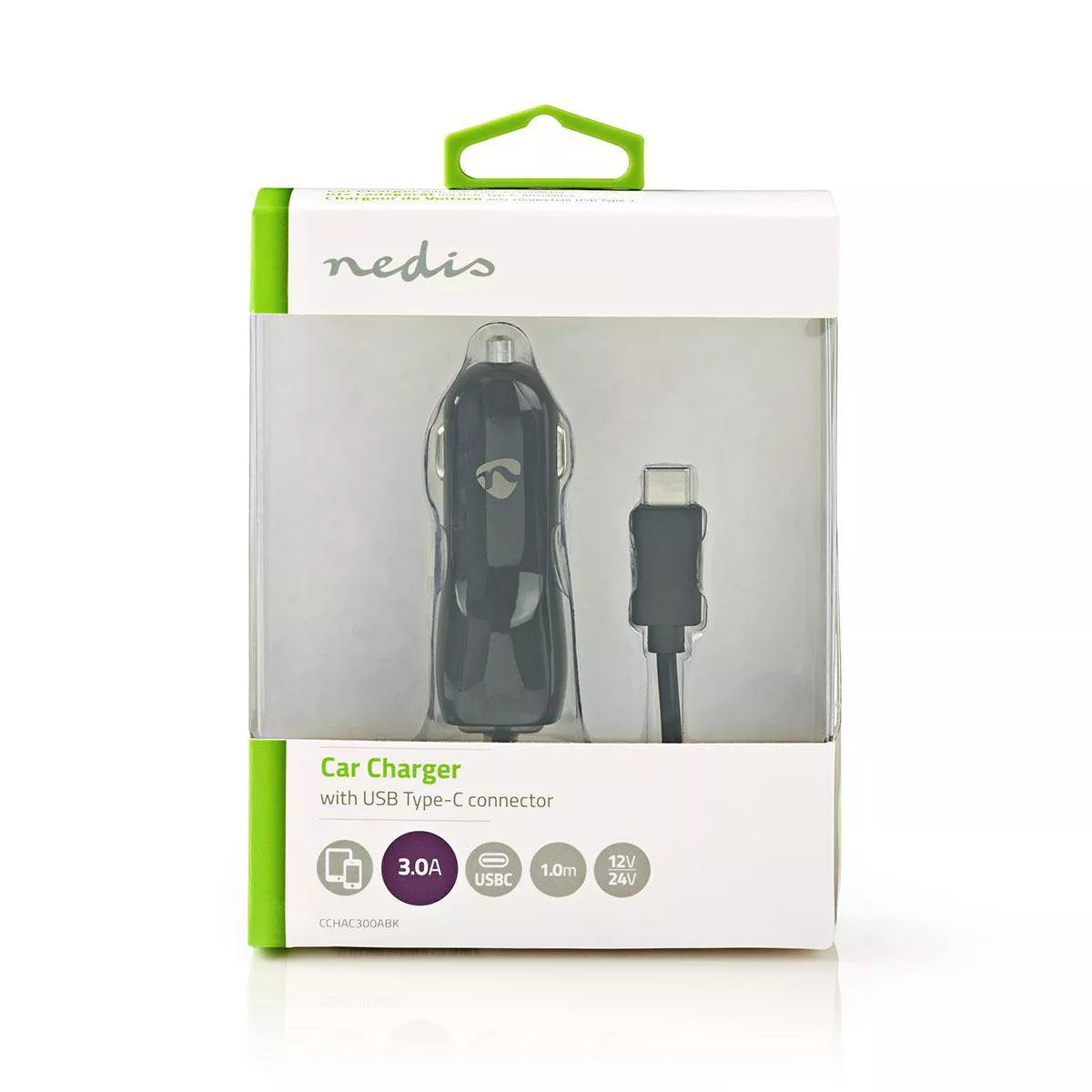 Incarcator auto bricheta cu USB Type C 3A 15W negru Nedis - imagine 3