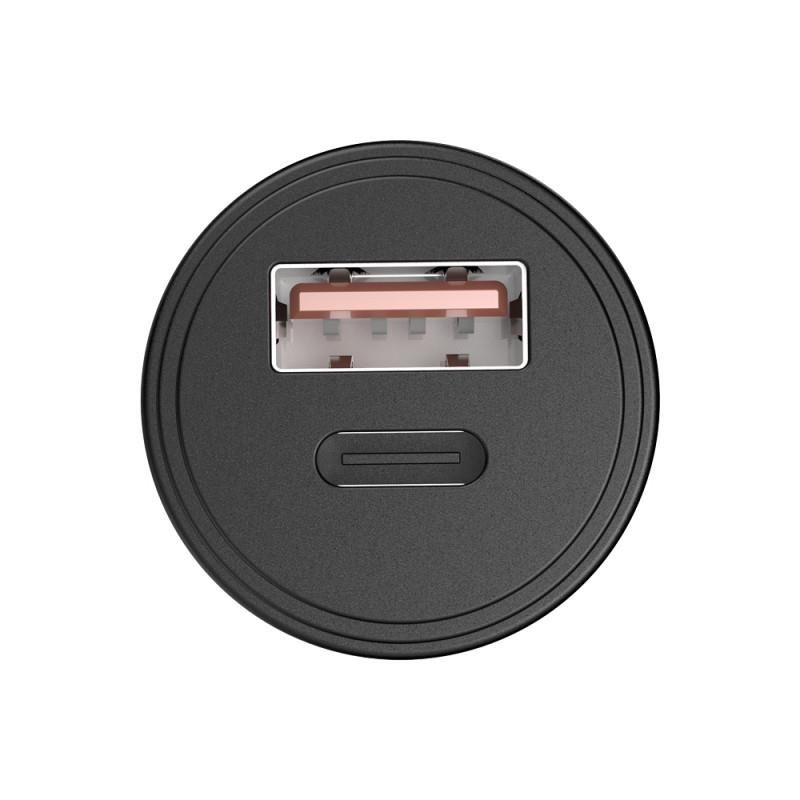 Incarcator auto Choetech TC0006-V2 1x USB type C + 1x USB-A 30W QC 3.0 Power Delivery negru - imagine 2