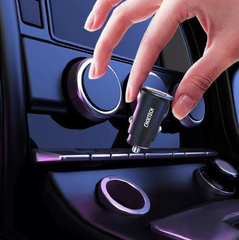 Incarcator auto Choetech TC0006-V2 1x USB type C + 1x USB-A 30W QC 3.0 Power Delivery negru - imagine 5