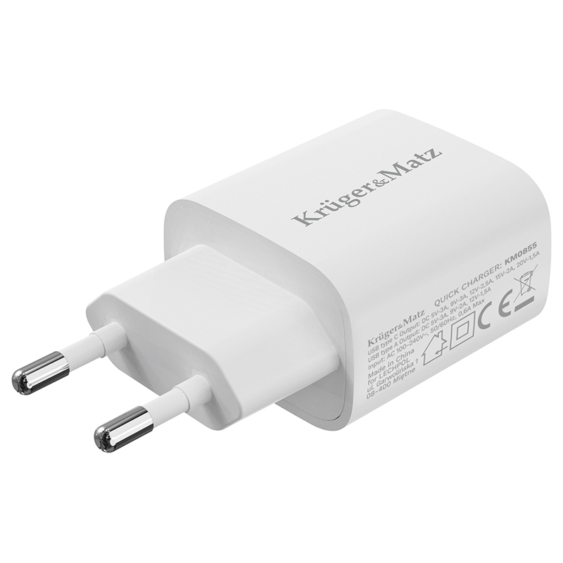 Incarcator rapid de retea USB tip A si USB type C 30W PD 3.0 + QC 3.0 Kruger&Matz KM0855 - imagine 2