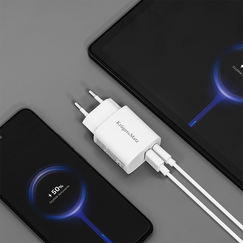 Incarcator rapid de retea USB tip A si USB type C 30W PD 3.0 + QC 3.0 Kruger&Matz KM0855 - imagine 4
